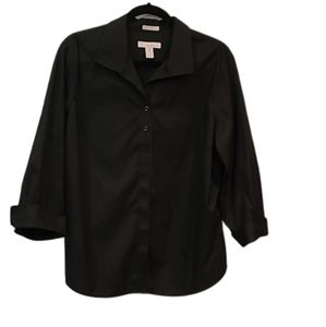 Chico‘s No Iron Collared Button Front Shirt Black Chico Size 3 XL 16